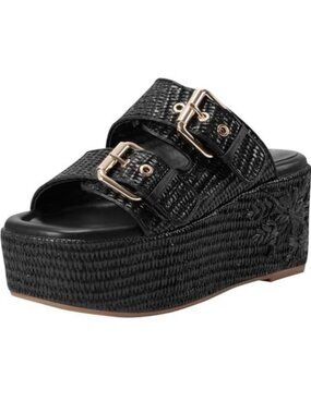 150$ Marc Fisher LTD Poppy High Platform Wedge Sandals Women's Size 9.5 M Black
